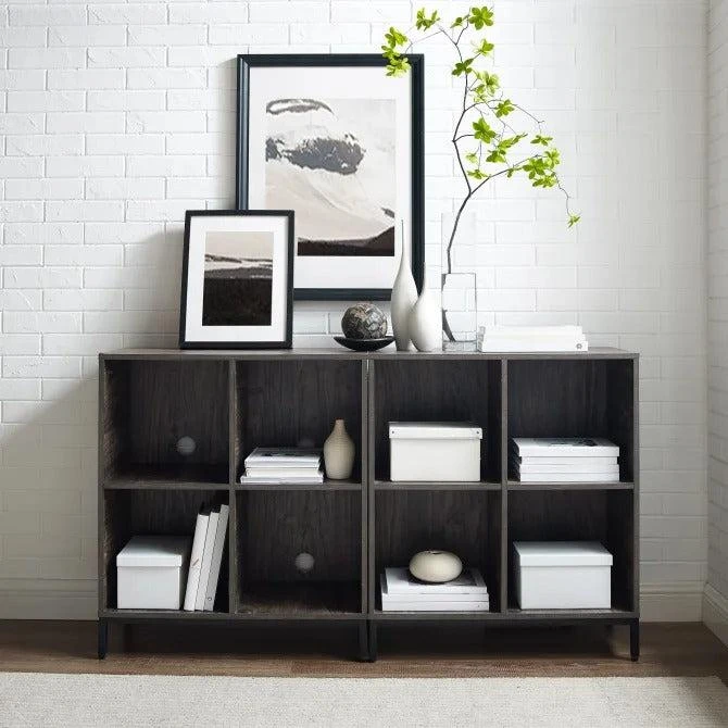 Crosley 2pc Jacobsen Record Storage Cube Bookshelf Set Brown Ash 1