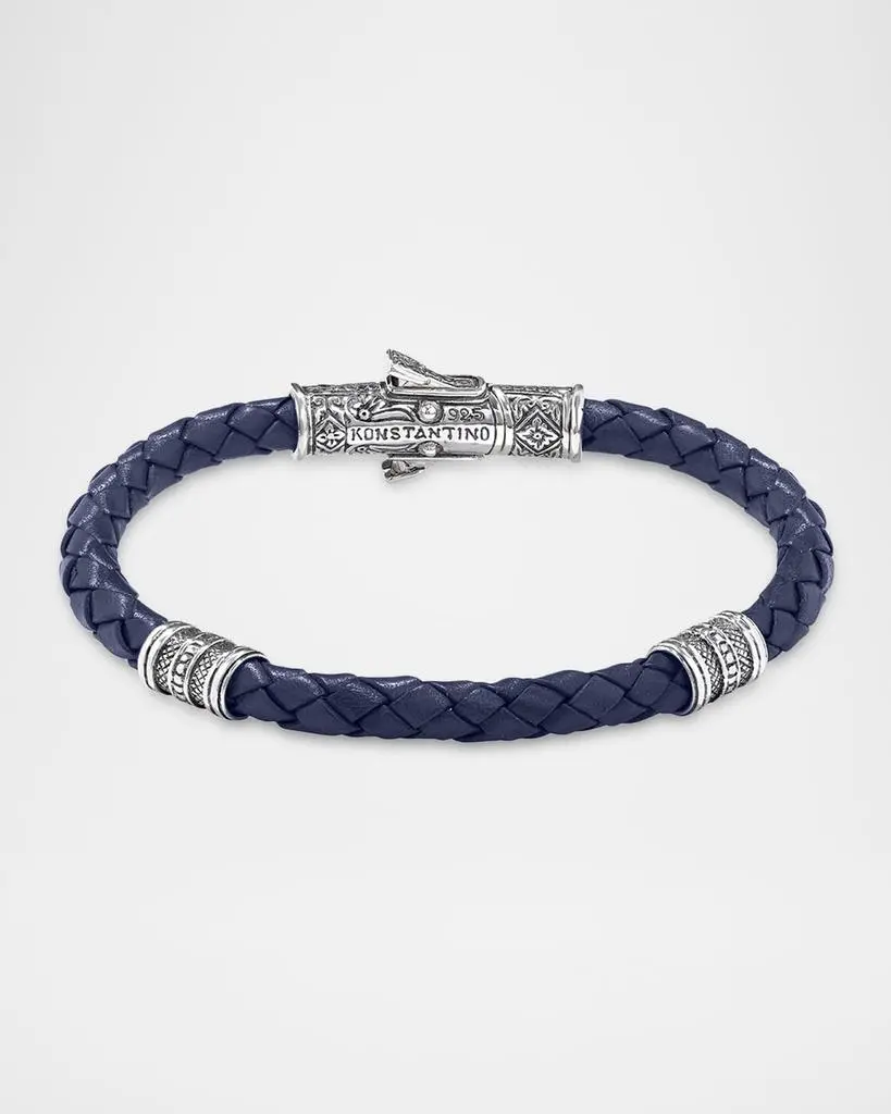 Konstantino Double Vessel Blue Leather Bracelet