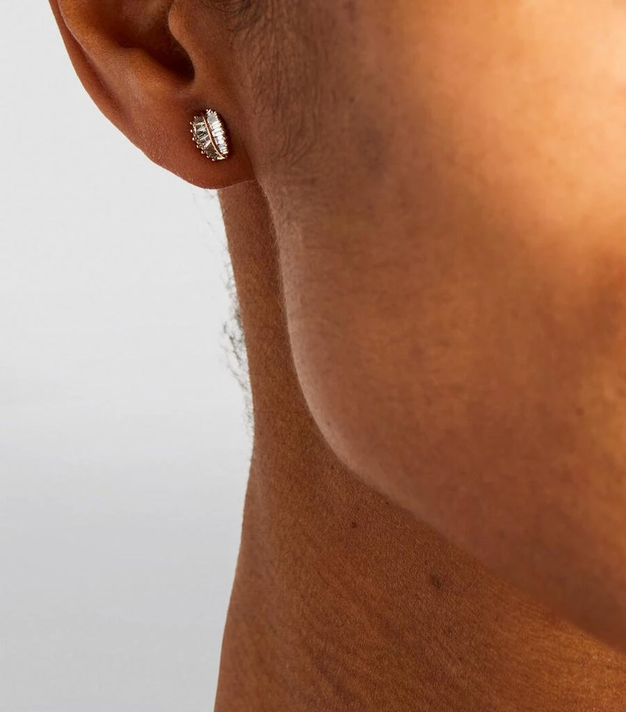 Anita Ko Rose Gold and Diamond Palm Leaf Stud Earrings 4