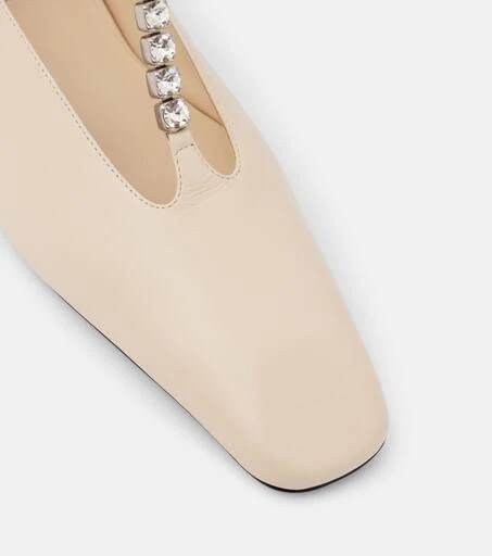 Jil Sander Crystal-embellished leather ballet flats 6