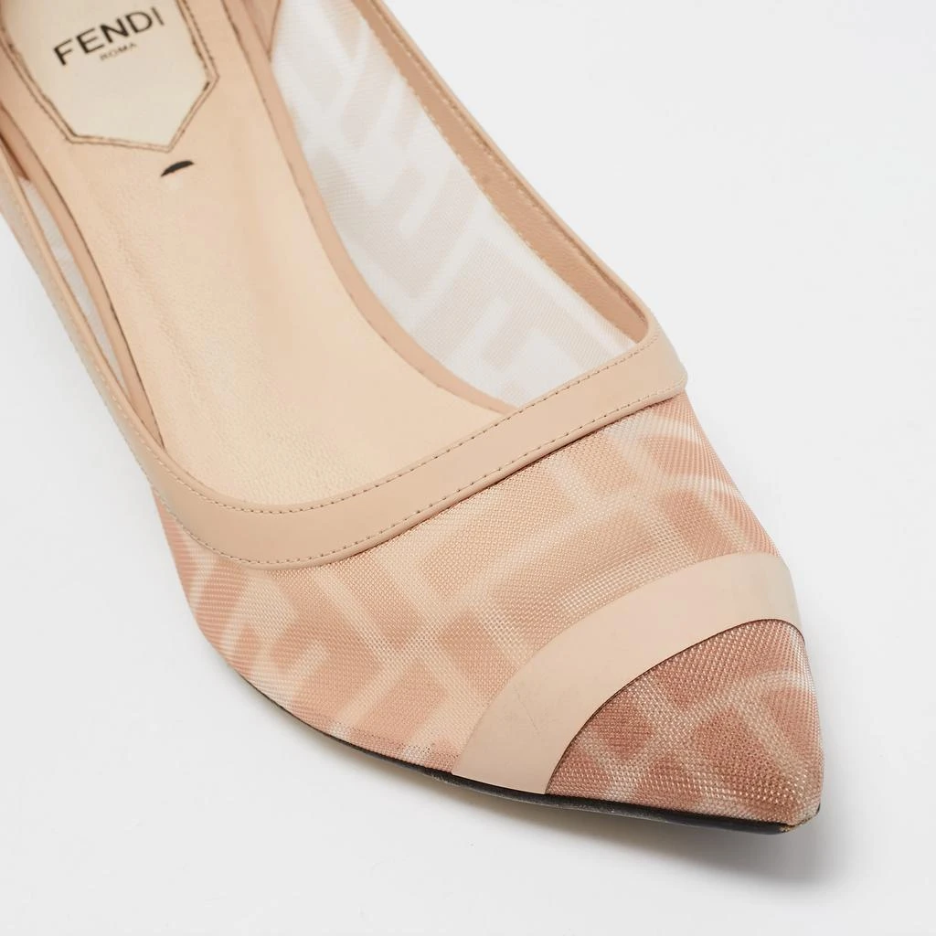Fendi Fendi Light Pink/Brown Zucca Mesh and Leather Colibri Pumps Size 39 7