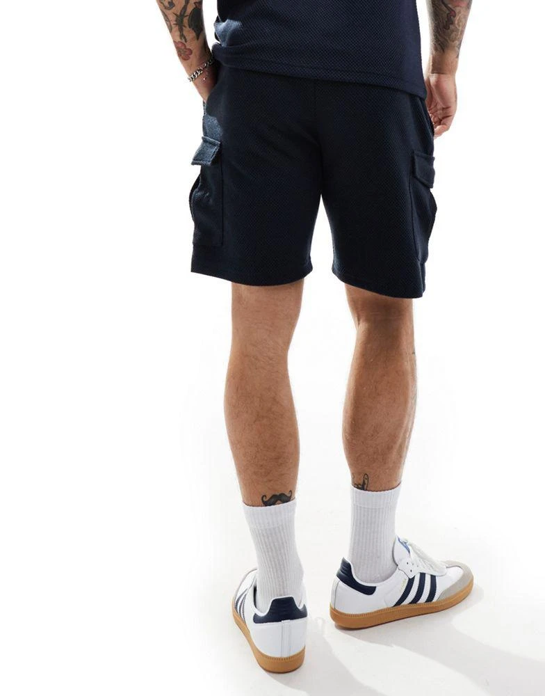 Brave Soul Brave Soul co-ord heavyweight textured cargo shorts in navy 2