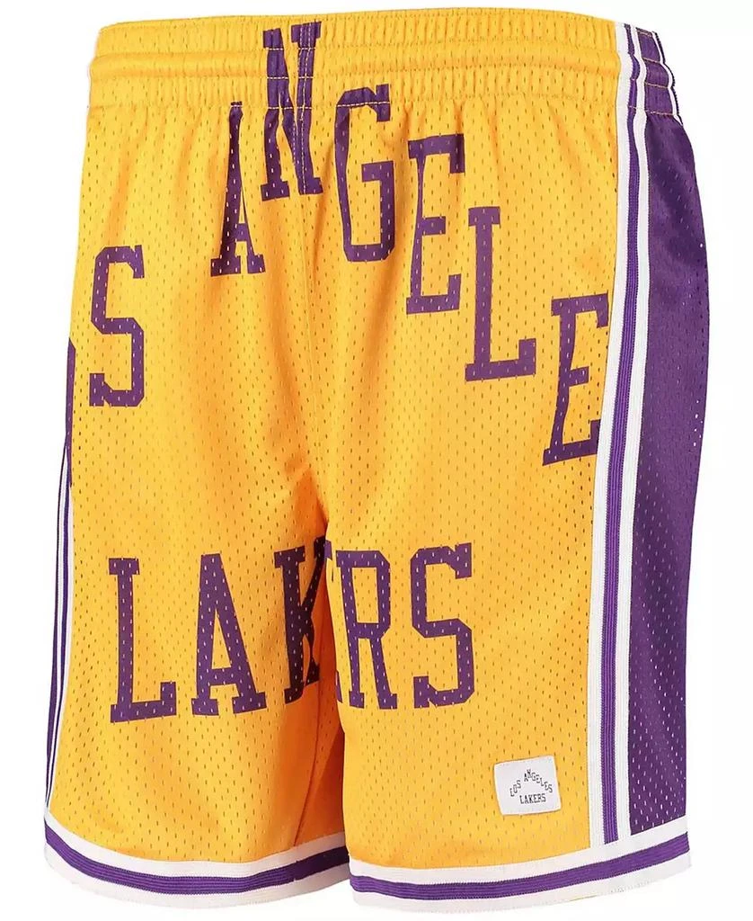 Mitchell and Ness Big Boys Gold Los Angeles Lakers Hardwood Classics Throwback Big Face Mesh Shorts 4