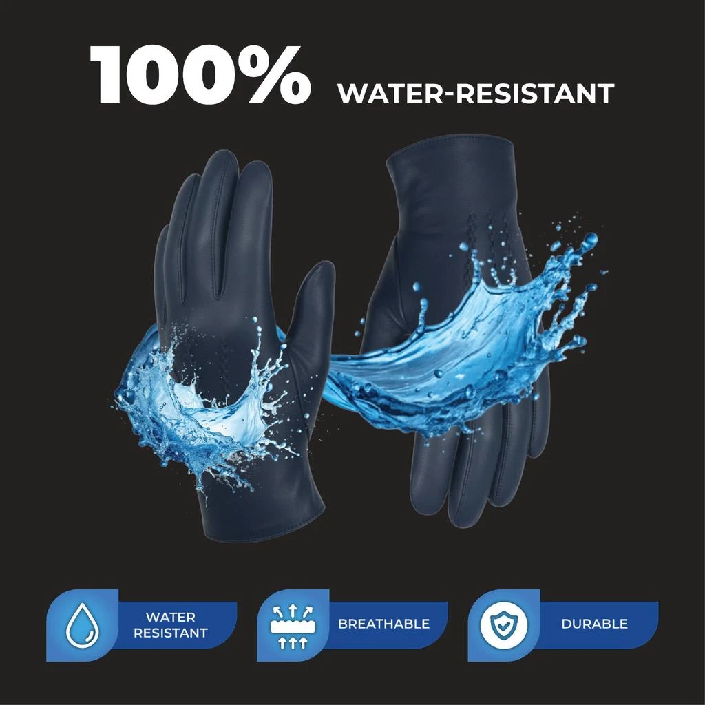 Infinity Leather Men’s Navy Blue Italian Leather Warm Wool Lining Winter Stich Design Riding Driving Casual Gloves 5