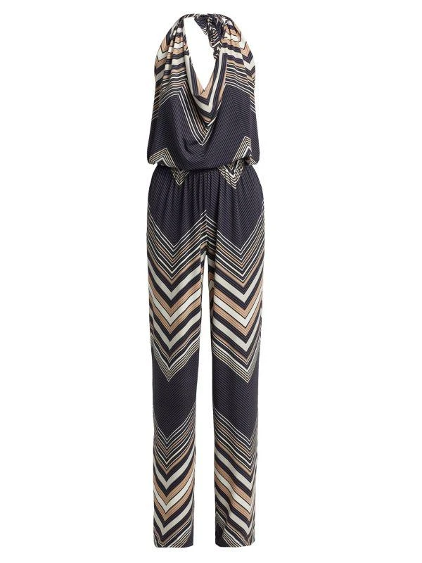 Ramy Brook Stephanie Chevron Halterneck Wide-Leg Jumpsuit 6