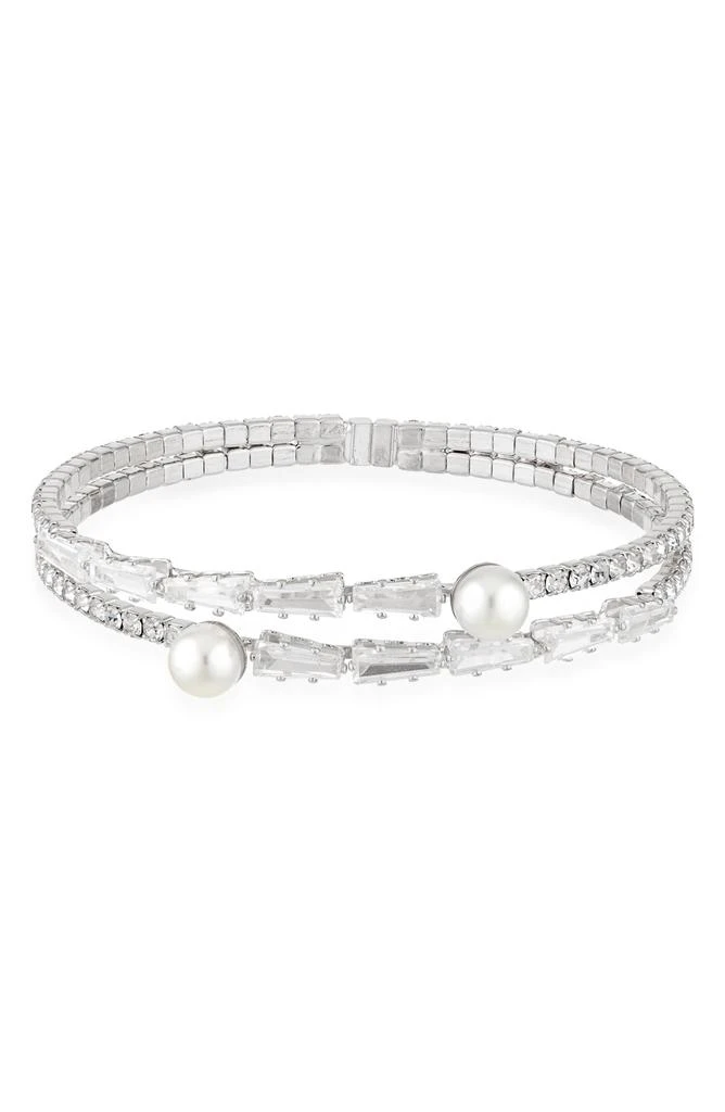 Tasha Crystal 
Faux Pearl Bangle Bracelet