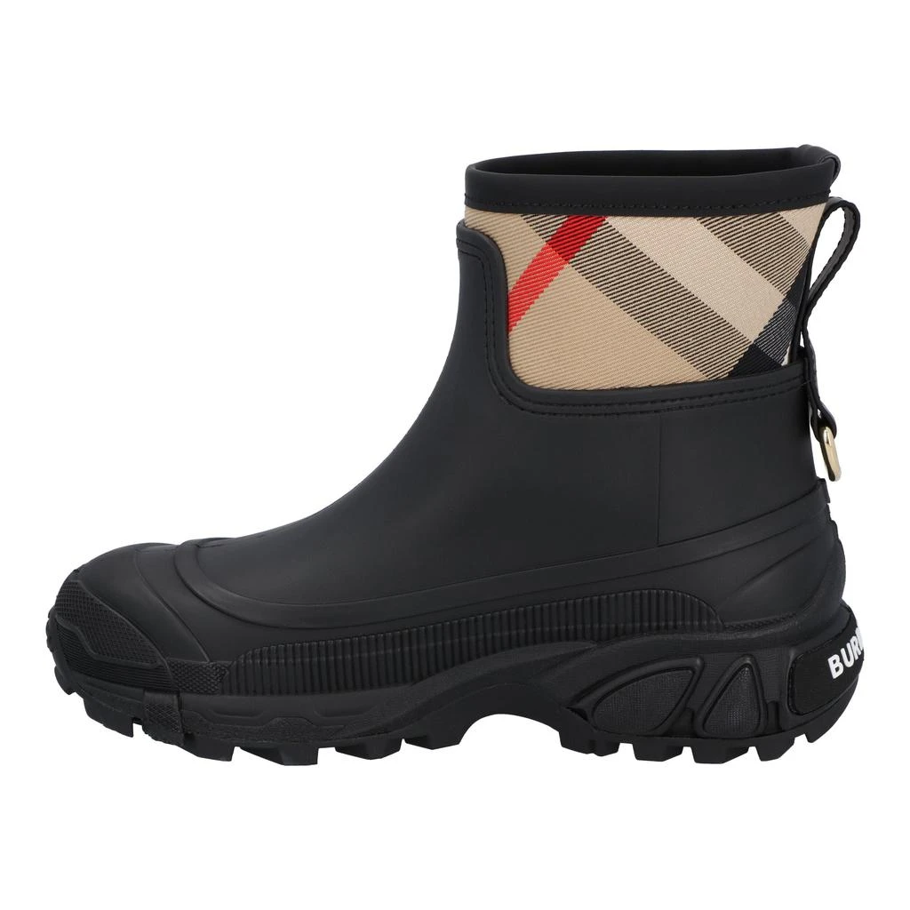 Burberry women check panel rain boots in black rubber 2