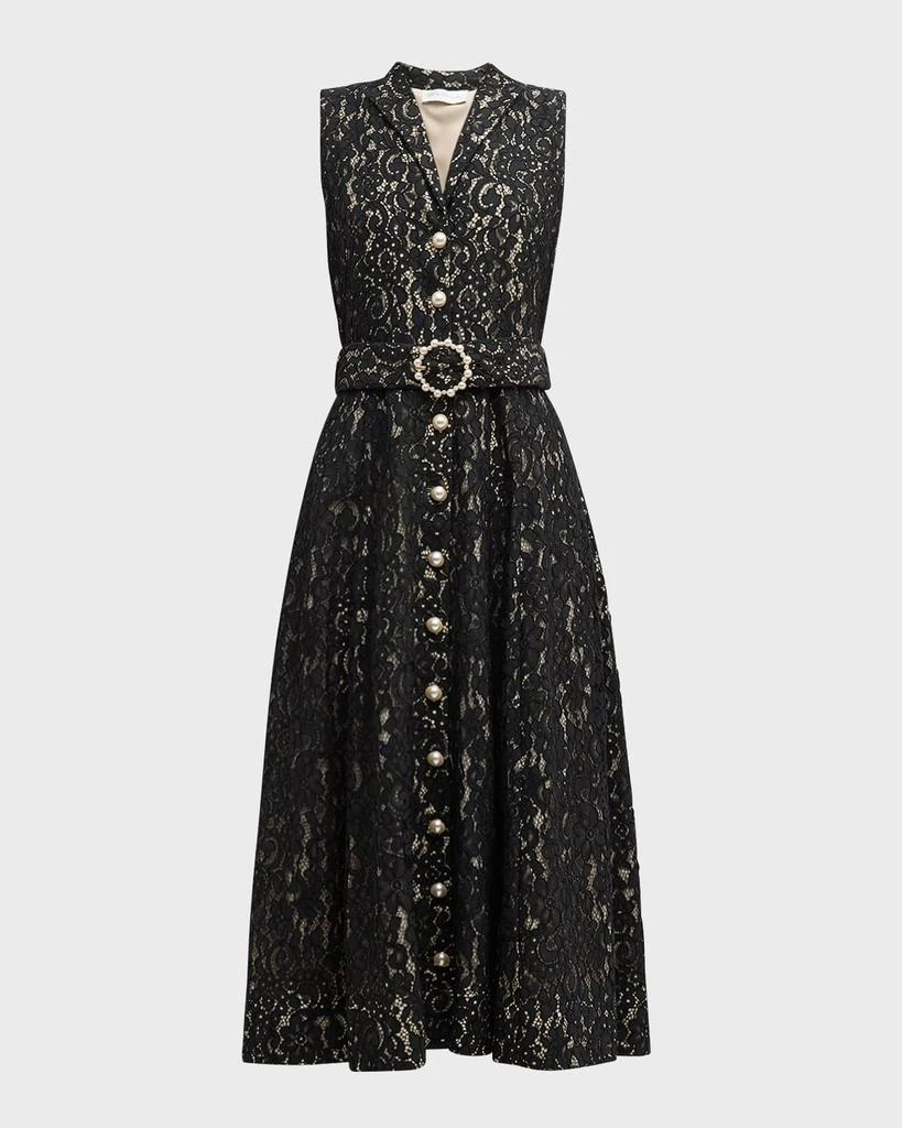 green emerald velvet dress Floral Lace Midi Dress – Elie Tahari main image 1