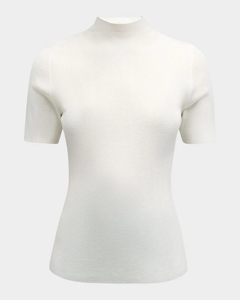Theory Leenda Regal Merino Wool Short-Sleeve Mock-Neck Top 1