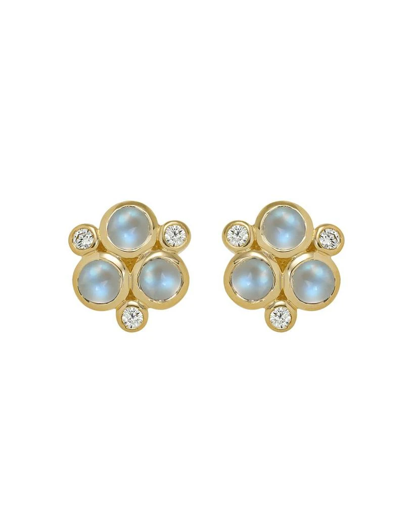 Temple St. Clair Classic Trio Earrings with Royal Blue Moonstone and Diamonds in 18K Yellow Gold 1