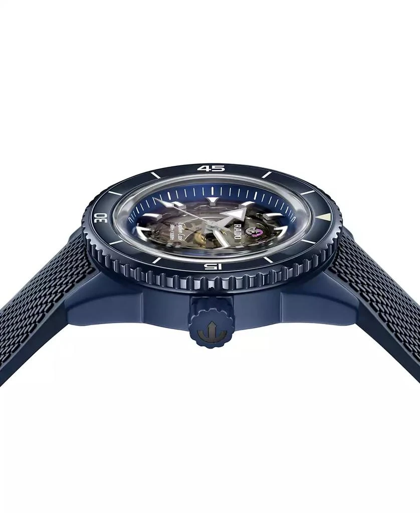 Rado Men's Swiss Automatic Captain Cook Navy Blue Rubber Strap Watch 43mm 3