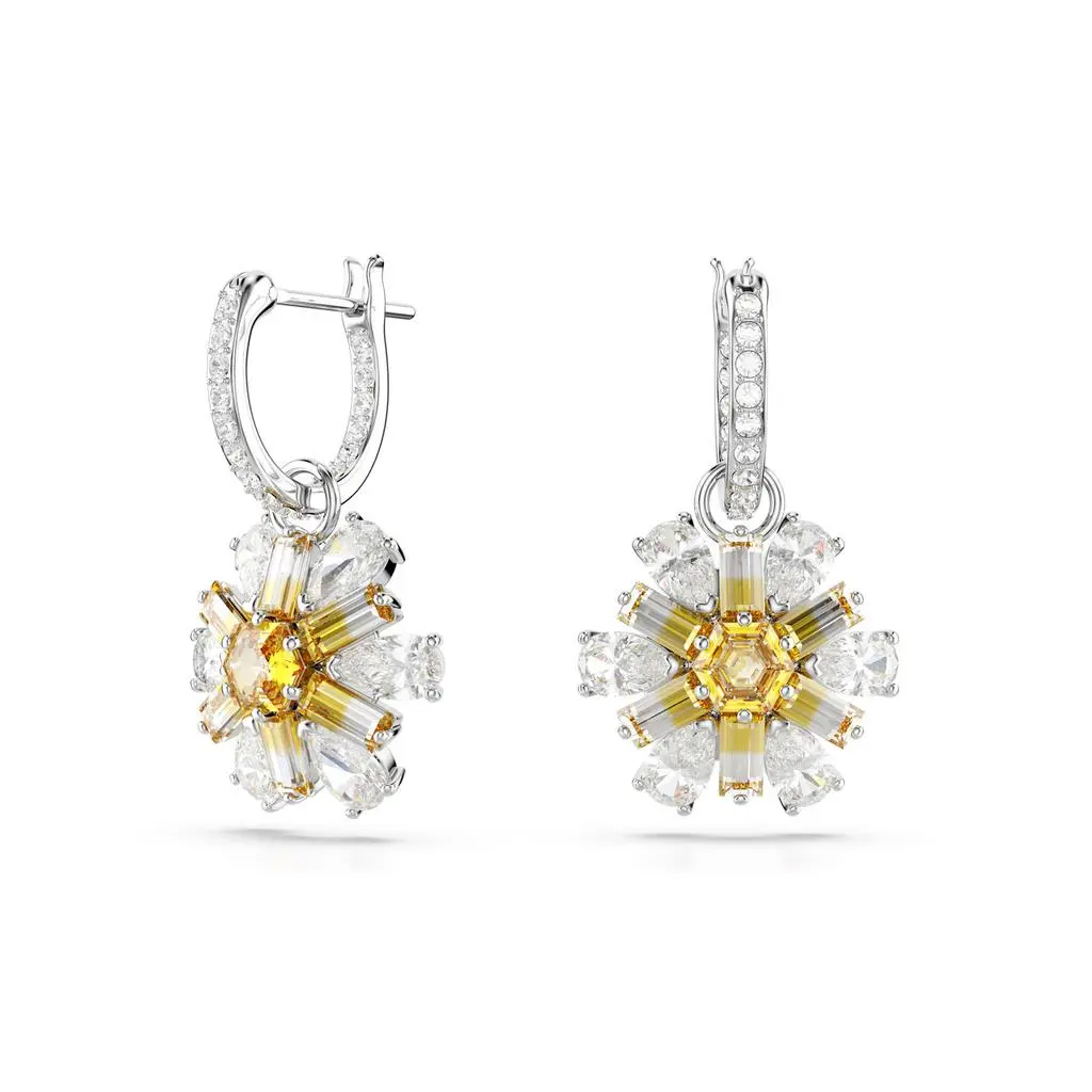 Swarovski Idyllia drop earrings flower yellow rhodium plated 4