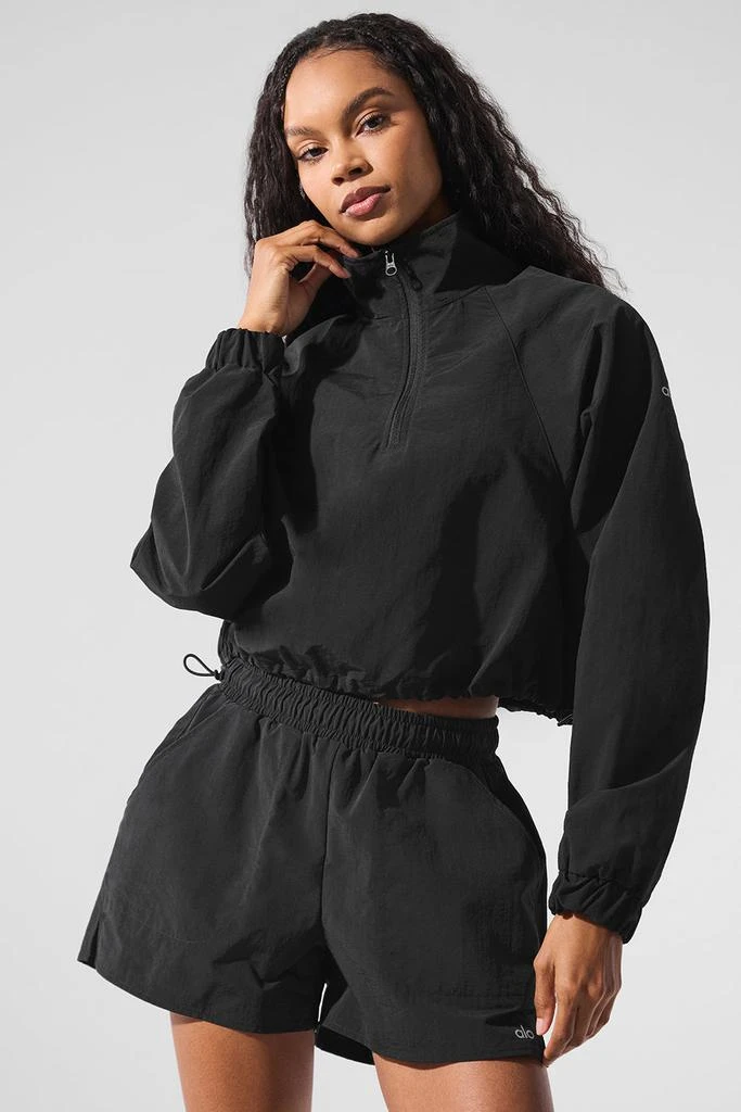 Alo Cropped 1/4 Zip Alumni Pullover - Black 4
