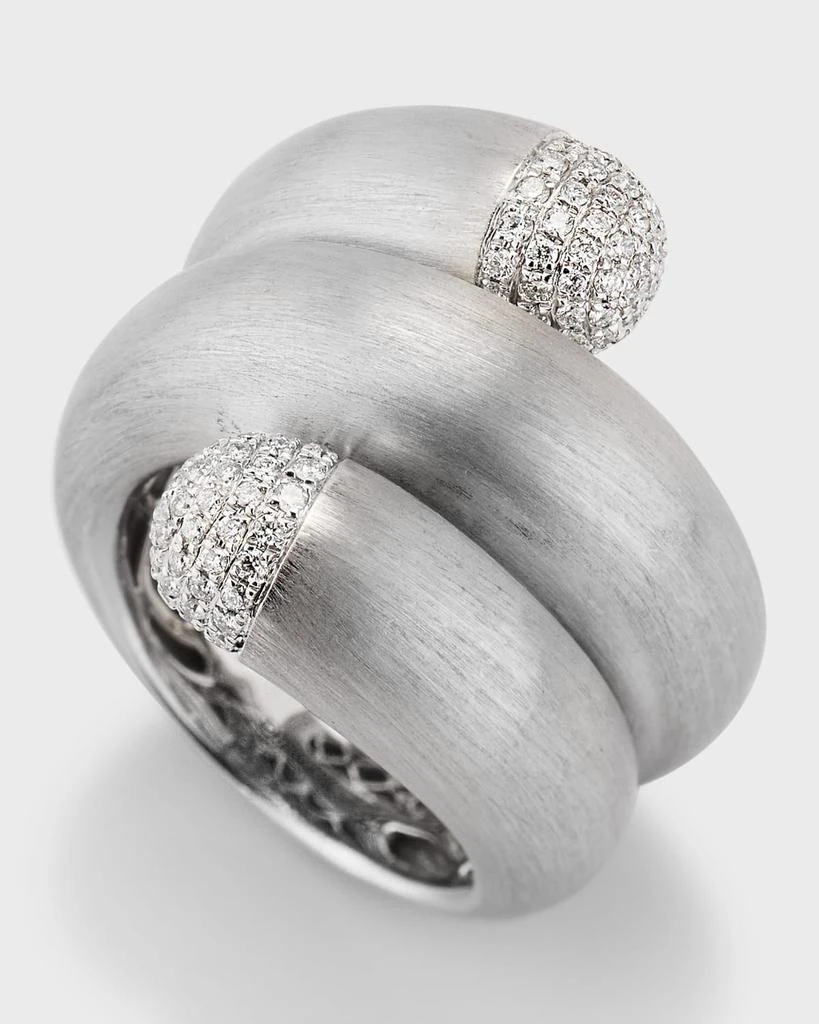 Piranesi 18K White Gold Satin Finish Pave Diamond Swirl Ring, Size 6.5 3