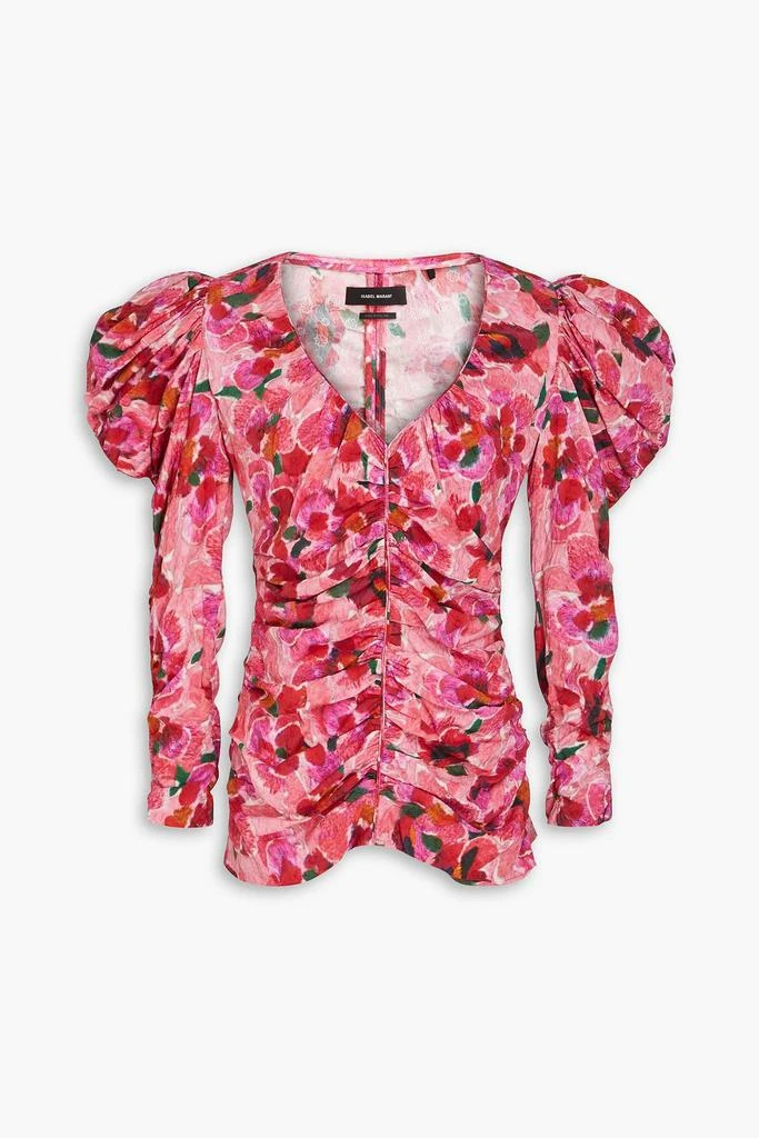 Isabel Marant Mirnao ruched floral-print crepe de chine top 1