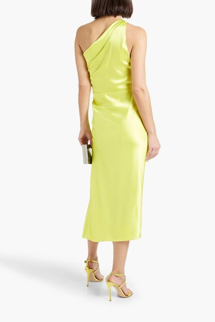 Michelle Mason One-shoulder ruched silk-satin midi dress 3