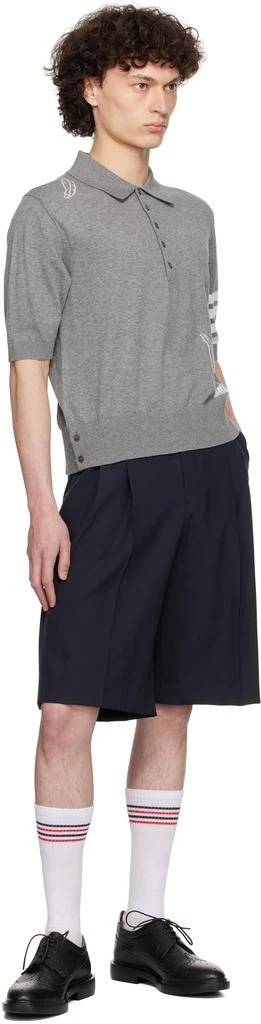 Thom Browne Gray Feather Short Sleeve Polo 4