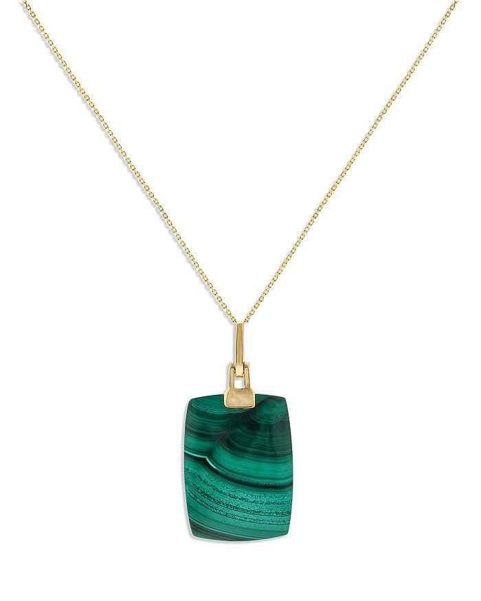 Bloomingdale's Malachite Pendant Necklace in 14K Yellow Gold,  18"