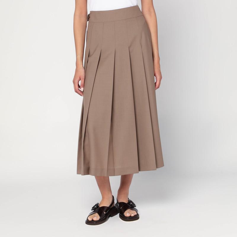 Róhe Pleated midi skirt in khaki