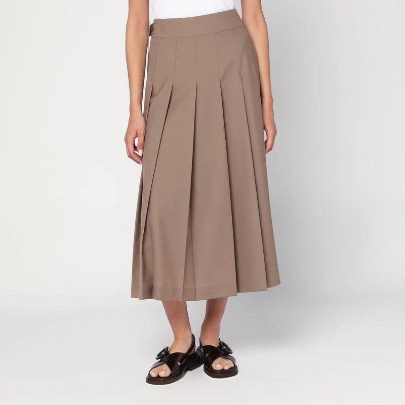 Róhe Pleated midi skirt in khaki 1