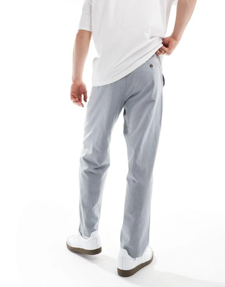 Ben Sherman Ben Sherman slim fit cotton linen taper trouser in grey 3