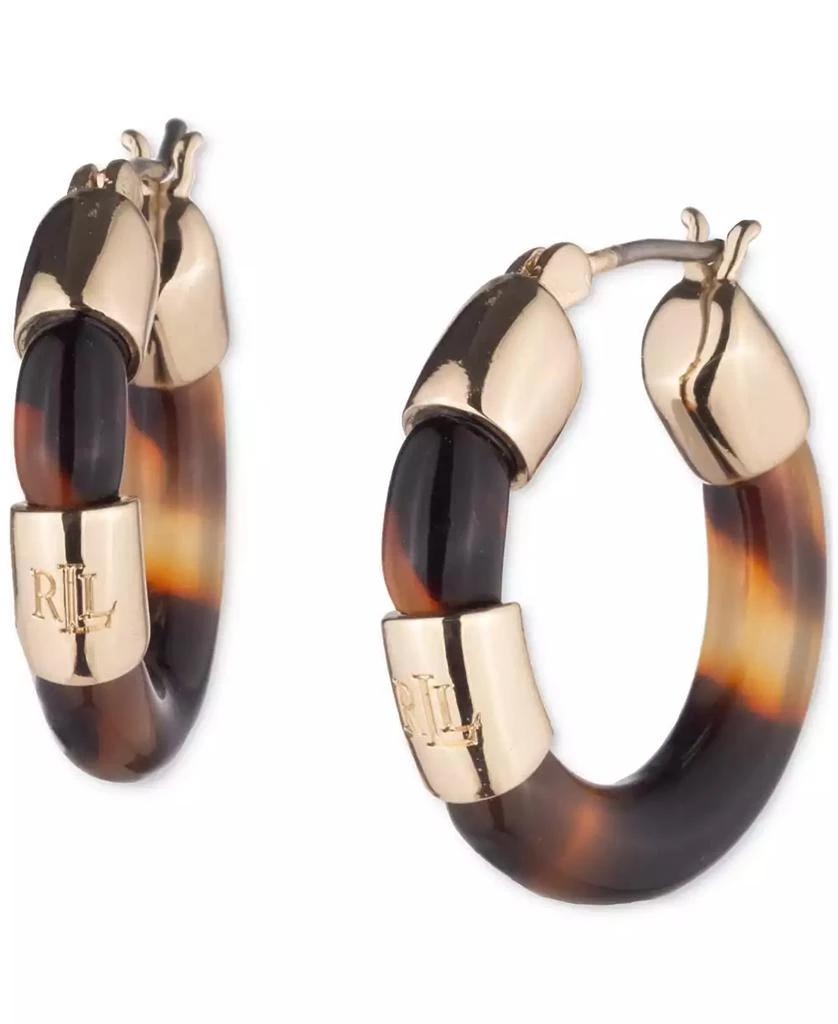 Ralph Lauren Gold-Tone Tortoise Shell Look Huggie Hoop Earrings, 0.85" 1
