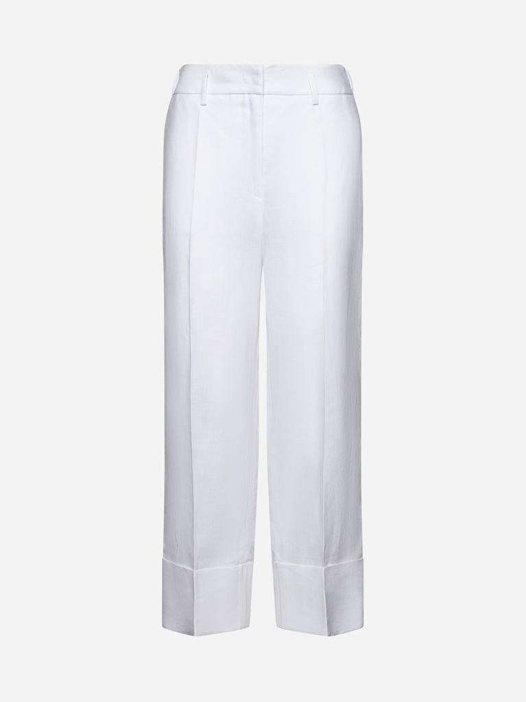 BLANCA VITA White linen Prugna wide leg trousers