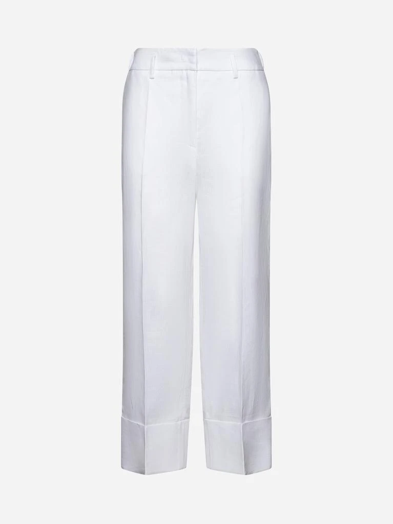 BLANCA VITA White linen Prugna wide leg trousers 1