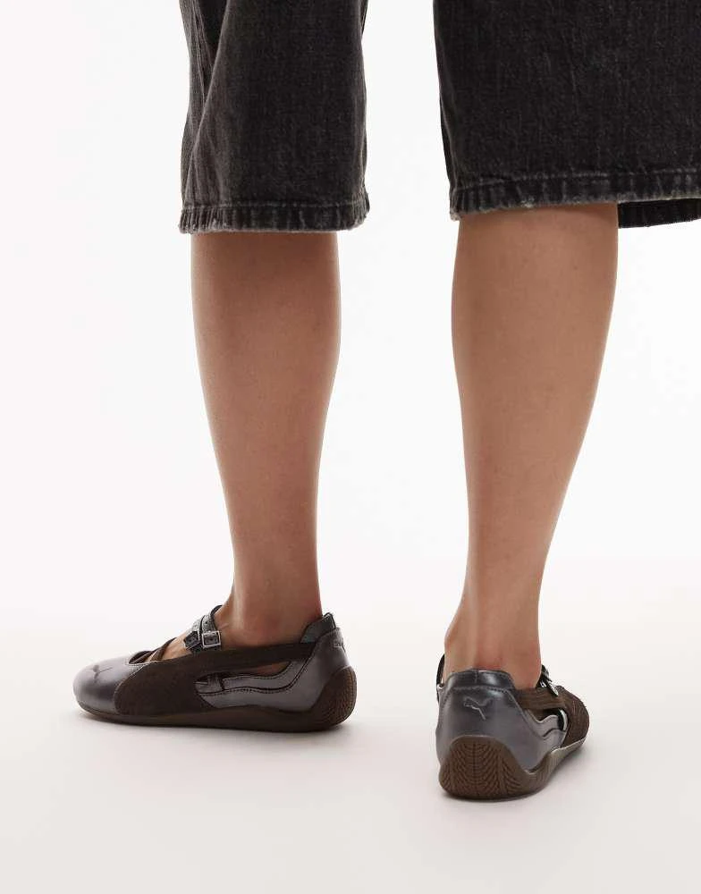 Puma Puma Speedcat ballet flats lux in metallic silver and chocolate brown 5