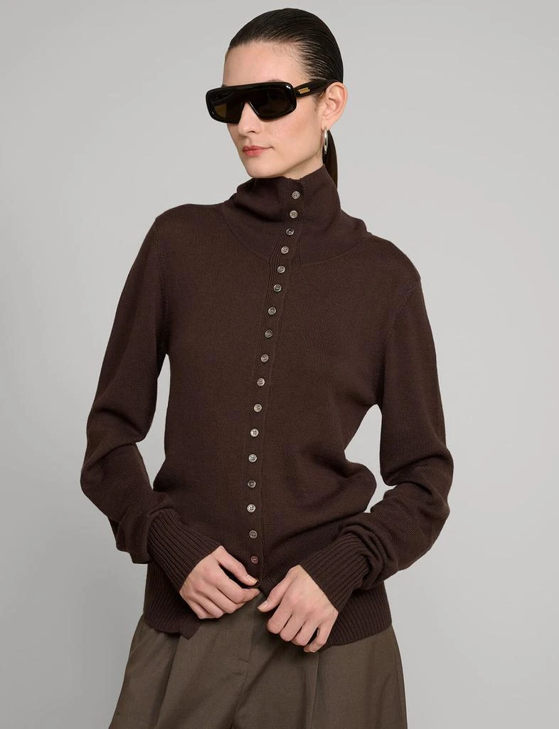 Pixie Market Chocolate multi-button turtleneck sweater 5