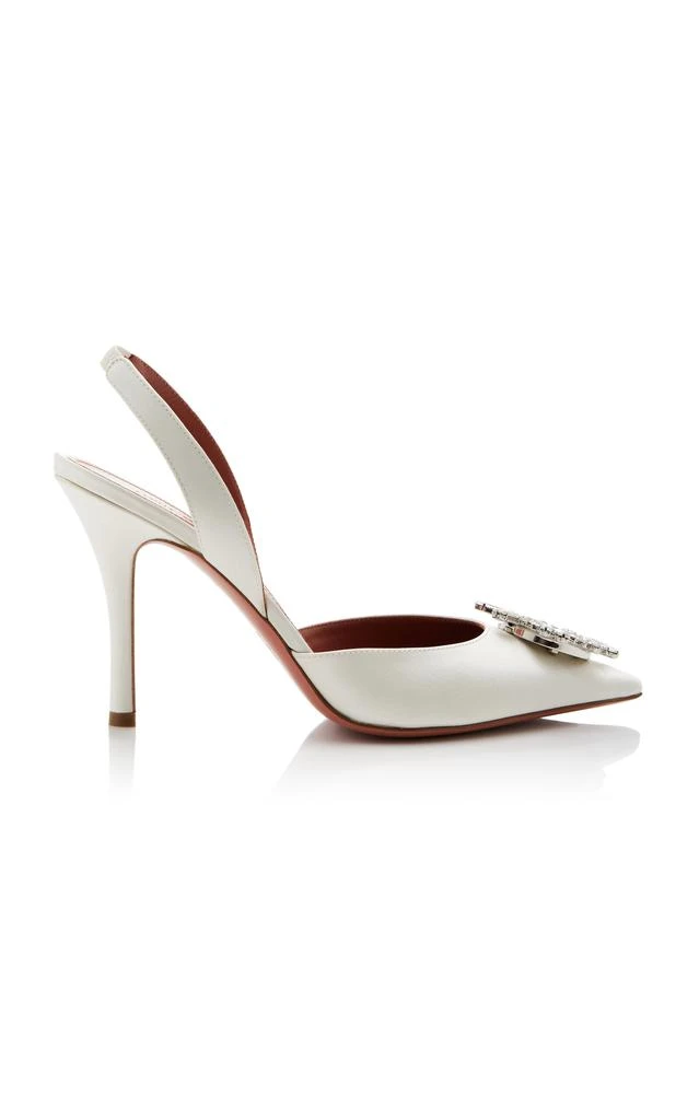 Amina Muaddi Amina Muaddi - Begum Satin Slingback Pumps - White - IT 41 - Moda Operandi 1