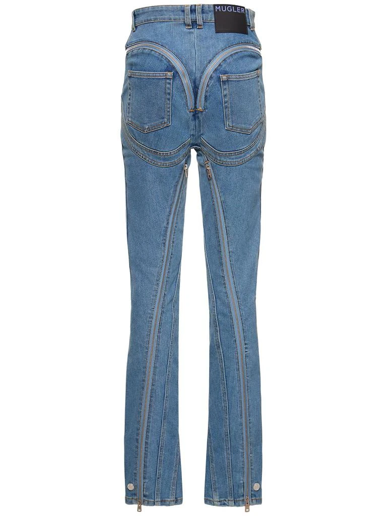 MUGLER Stretch Denim High Rise Zip Skinny Jeans 4