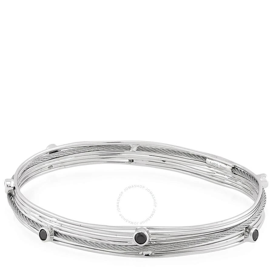 Charriol Tango Black CZ Stones Stainless Steel Cable Bangle 3