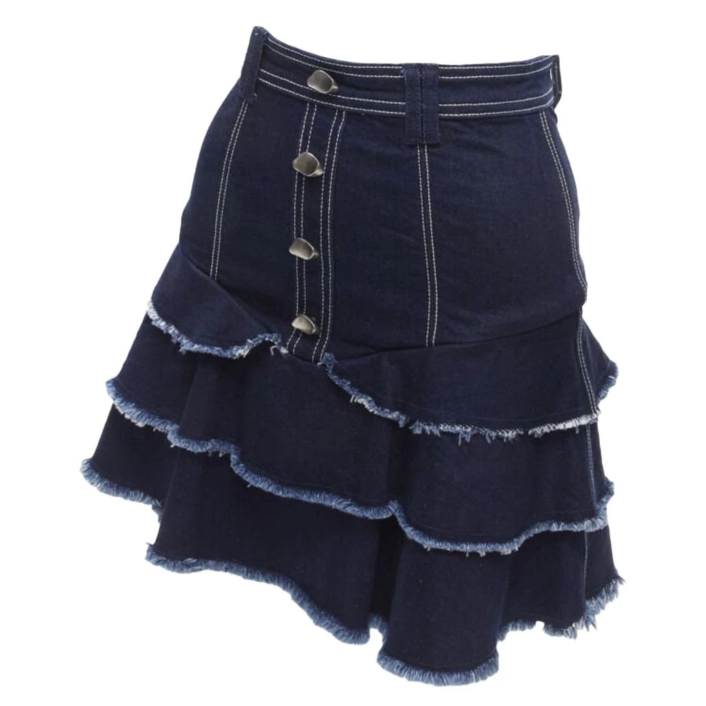 Aje Aje hamme silver buttons ayed edge tie denim skirt 2