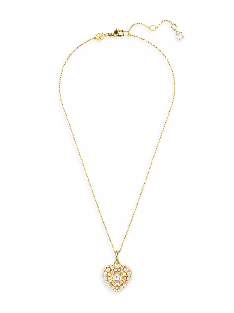 Swarovski Hyperbola Goldtone, Crystal & Imitation Pearl Heart Pendant Necklace