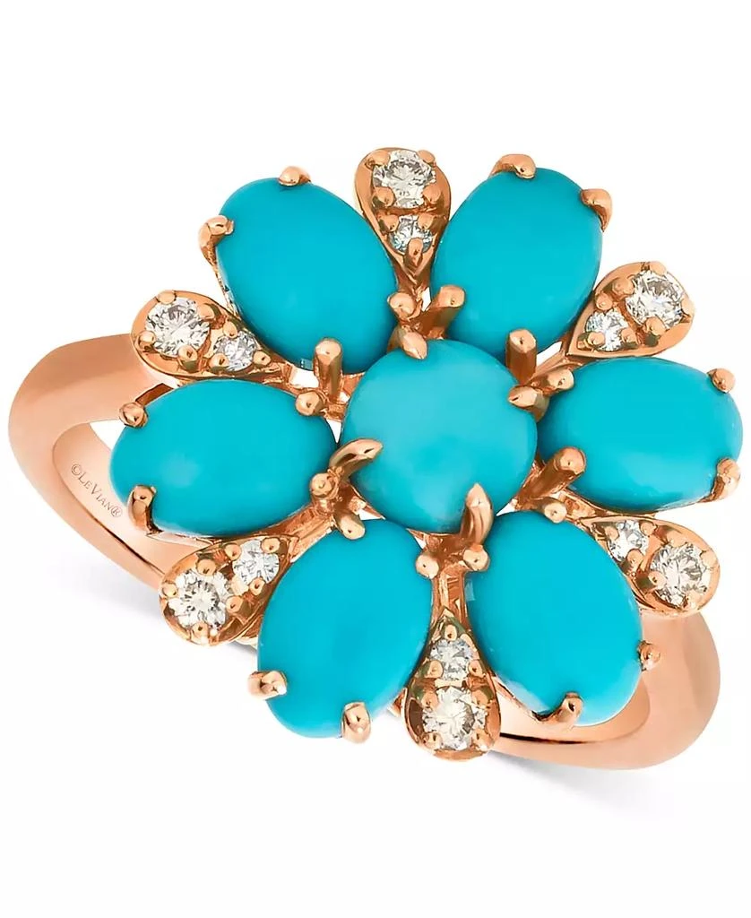 Le Vian Robins Egg Blue Turquoise 
Nude Diamond (1/5 ct. t.w.) Flower Ring in 14k Rose Gold 1