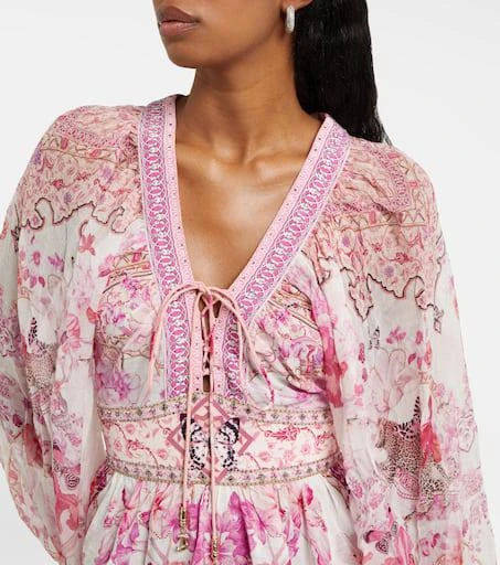 Camilla Gathered floral silk minidress 4