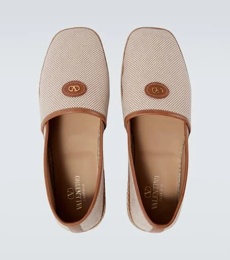 Valentino VLogo leather-trimmed canvas espadrilles 4