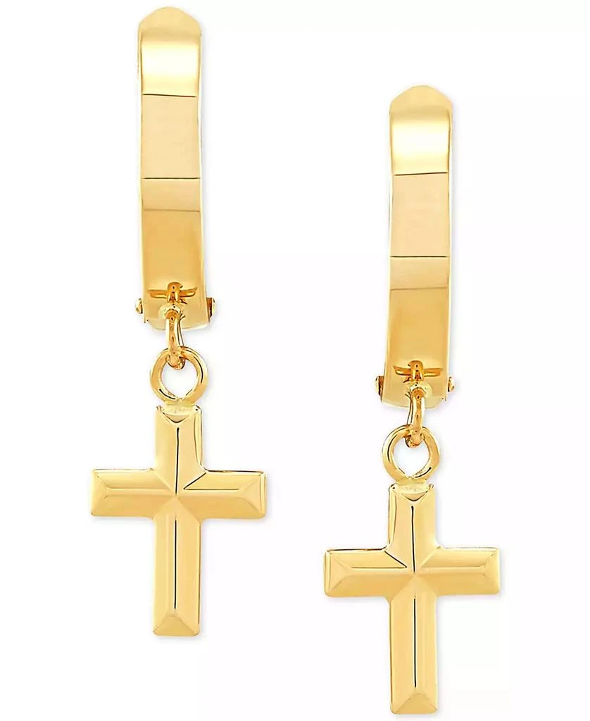 Macy's Cross Dangle Hoop Earrings in 10k Gold 3
