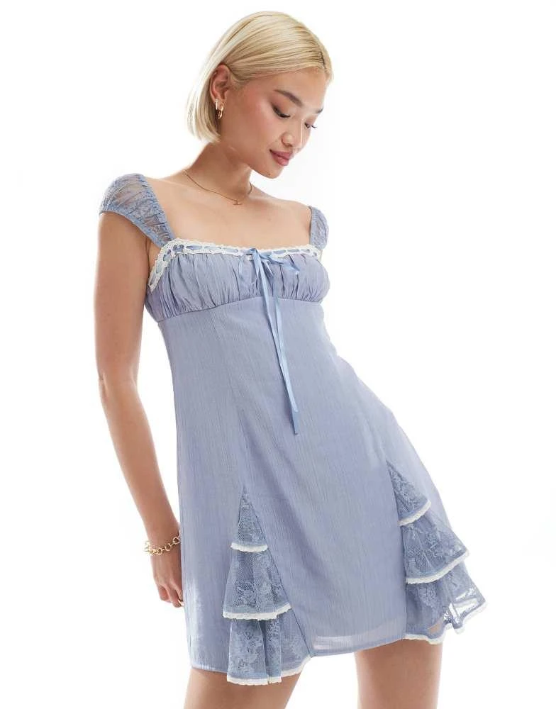 short lace cap sleeve wedding dress Casual Wedding Dresses Tulle Scoop Neck Knee Length Short Bridal Dress –  Dbrbridal main image 1