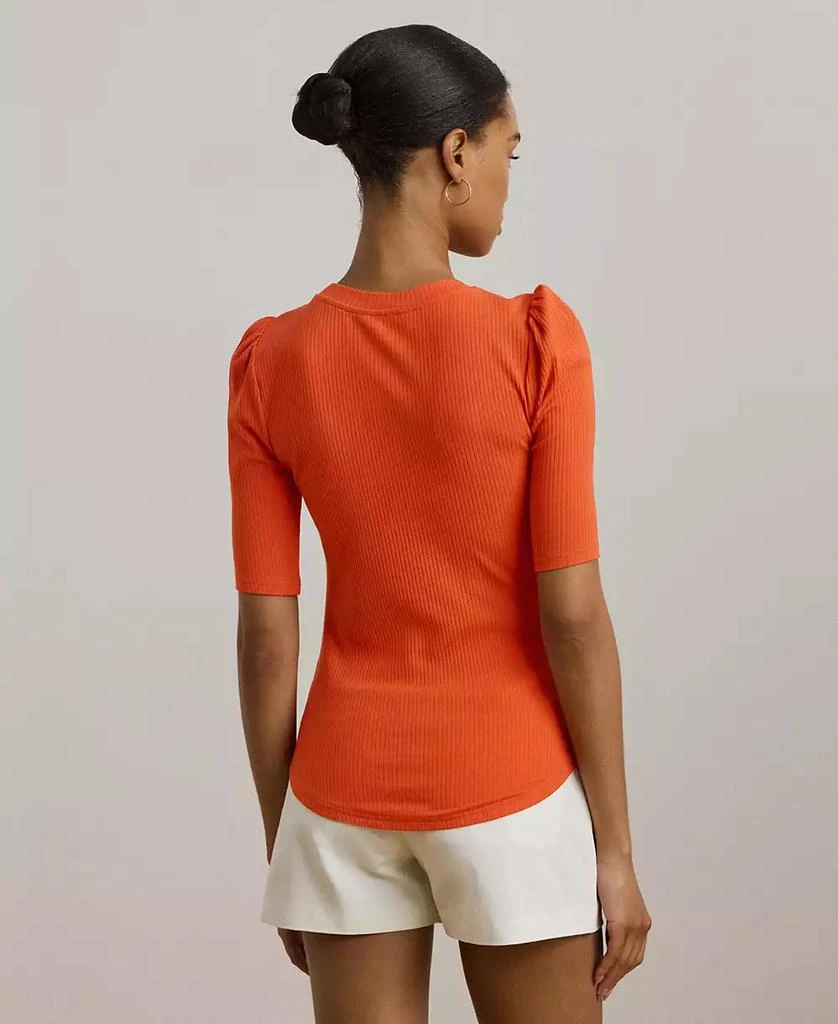 Ralph Lauren Women's Cotton-Blend Rib-Knit Puff-Sleeve Tee 2