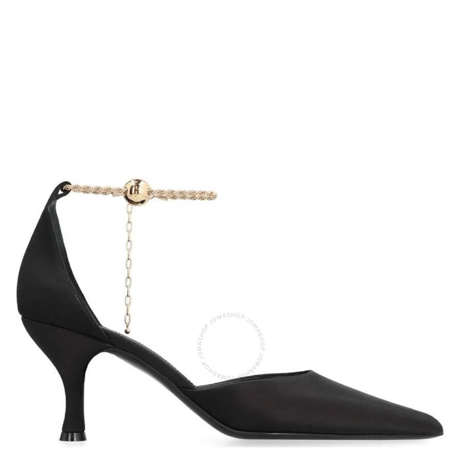 Salvatore Ferragamo Black Dana 70 Ankle Chain Pumps