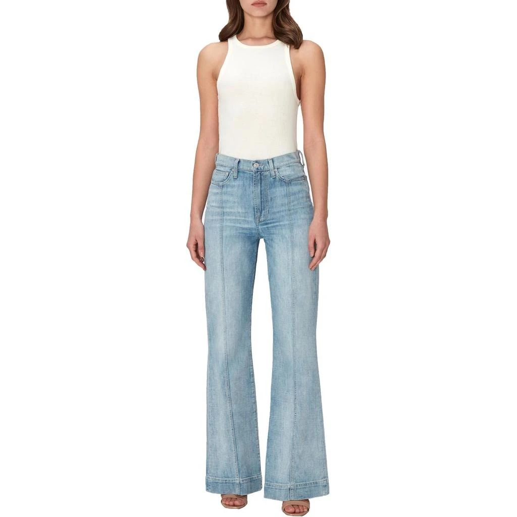 7 For All Mankind Dojo Womens Pintuck Denim Straight Leg Jeans 1