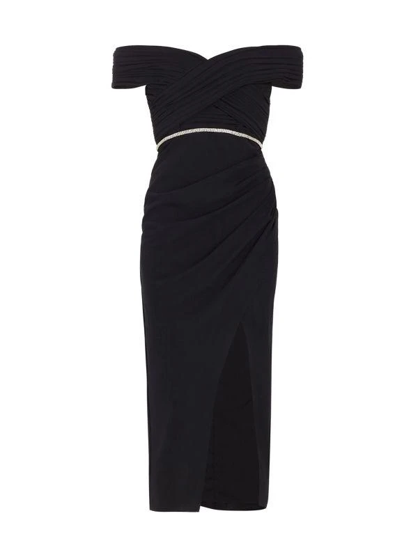 Self Portrait Embellished Belt Off-the-Shoulder Midi-Dress 5