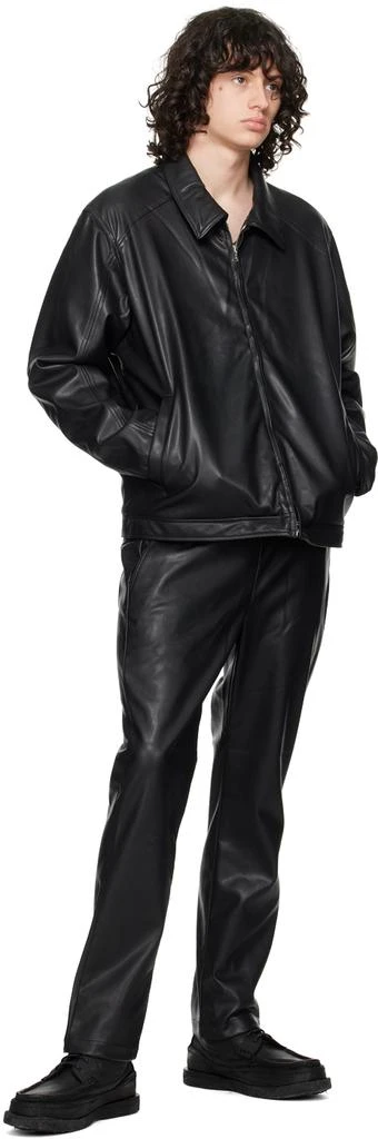 SOPHNET. Black Standard Easy Faux-Leather Trousers 4