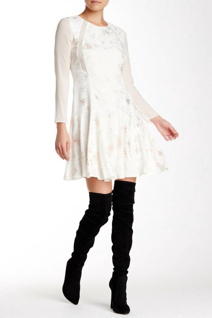 Rebecca Taylor Rebecca Taylor - Silk Rosegold Foil Print Above Knee Fit Flare Dress