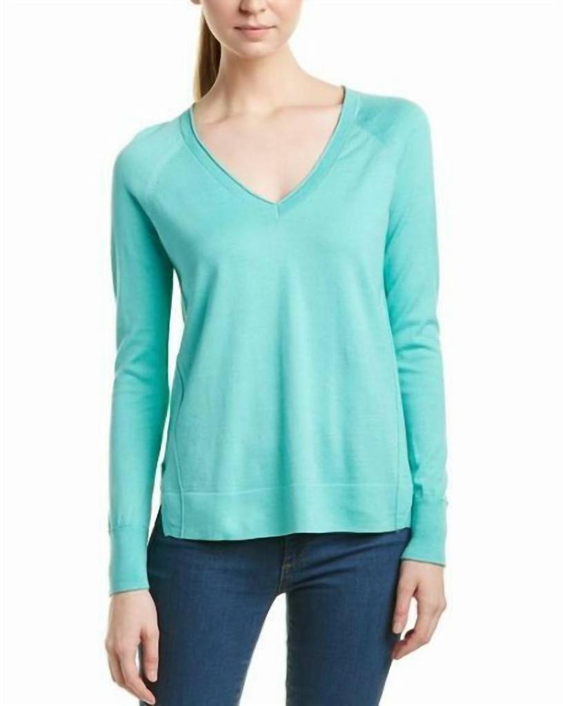 J Brand J Brand - V-Neck Pullover Cotton Knit Side Slits Fit Sweater