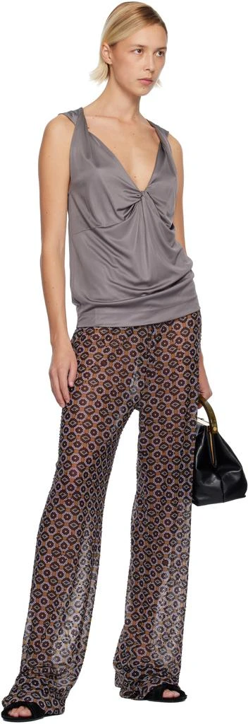 Dries Van Noten Brown 
Purple Embellished Jersey Trousers 4