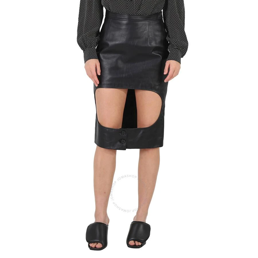 Burberry Ladies Florence Black Cutout Leather Skirt 1
