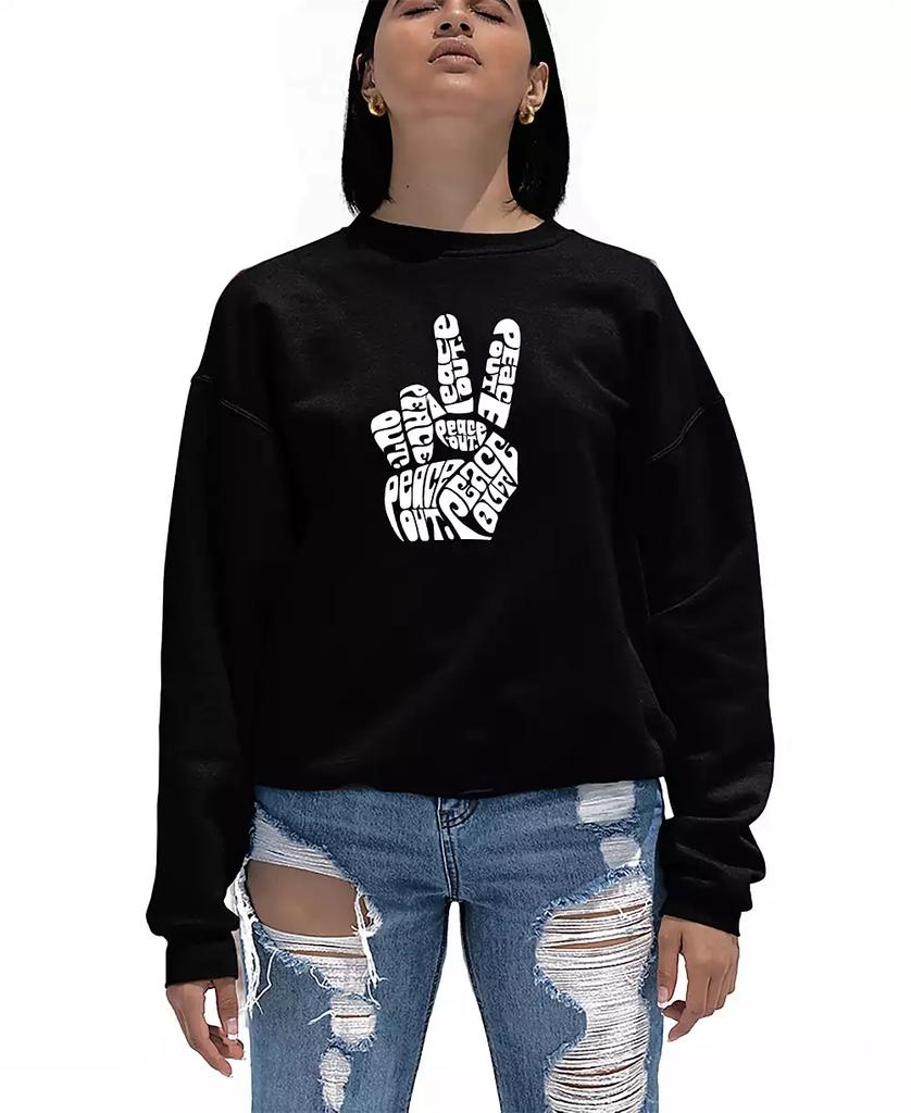 LA Pop Art Women's Crewneck Word Art Script Love Heart